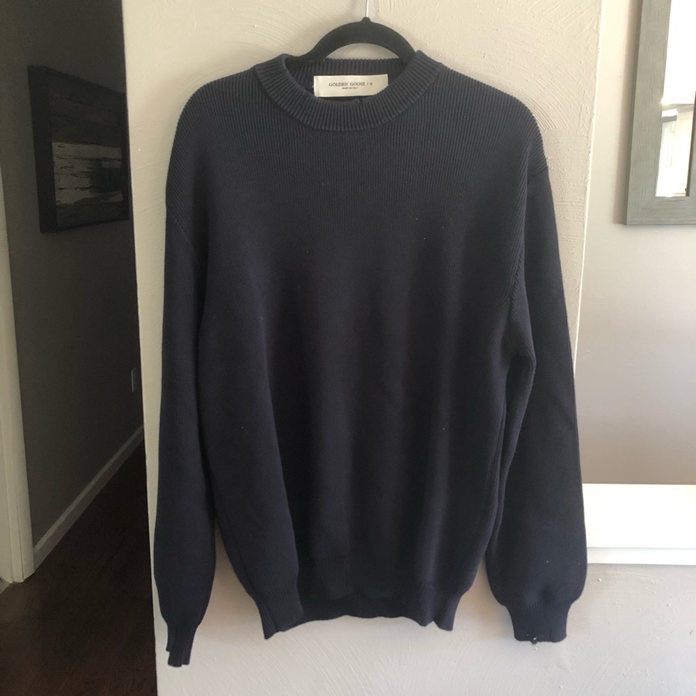 Golden Goose Navy Distressed Finish Sweater Size Mens Large